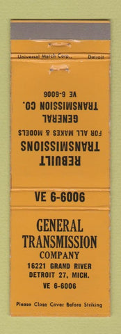 Matchbook Cover - General Transmission Detroit MI