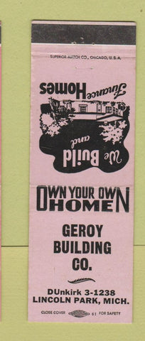 Matchbook Cover - Geroy Building Lincoln Park MI LAVENDER