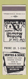 Matchbook Cover - Vertes & Sons Lumber Coal Taylor Center MI