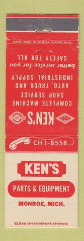 Matchbook Cover - Ken's Parts Equipment Monroe MI