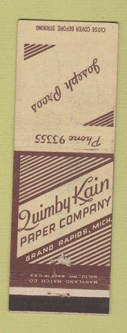 Matchbook Cover - Quimby Kain Paper Company Grand Rapids MI WEAR