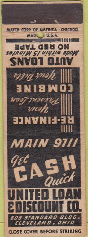 Matchbook Cover - United Loan Discount Cleveland OH WEAR