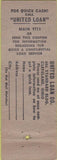 Matchbook Cover - United Loan Discount Cleveland OH WEAR