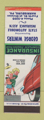 Matchbook Cover - George Winters Insurance Harrisburg PA safety