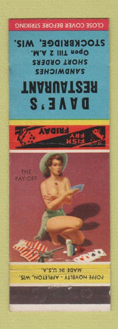 Matchbook Cover - Dave's Restaurant Stockbridge WI pinup