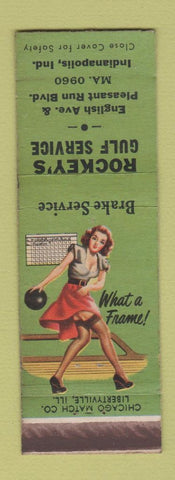 Matchbook Cover - Rockey's Gulf oil gas Indianapolis IN What A Frame pinup