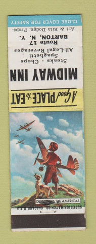 Matchbook Cover - Midway Inn Barton NY Defenders of America WWII?