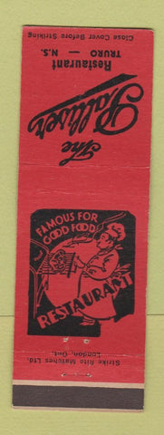 Matchbook Cover - The Palliser Restaurant Truro NS