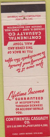 Matchbook Cover - Continental Casualty Co Portland OR