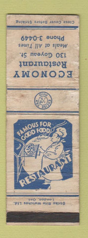 Matchbook Cover - Economy Restaurant Windsor ON WORN