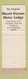 Matchbook Cover - Mount Vernon Motor Lodge West Palm Beach FL WEAR