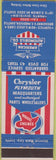 Matchbook Cover - Chrysler Plymouth Headquarters Seattle WA