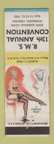 Matchbook Cover - RMS Convention 1953 Richmond VA pinup Perfect Pair