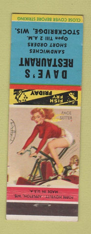 Matchbook Cover - Dave's Restaurant Stockbridge WI pinup Pace Setter