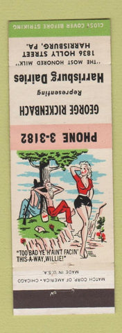 Matchbook Cover - Harrisburg Dairies PA hillbilly