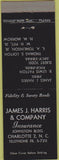 Matchbook Cover - James Harris Co Insruance Charlotte NC