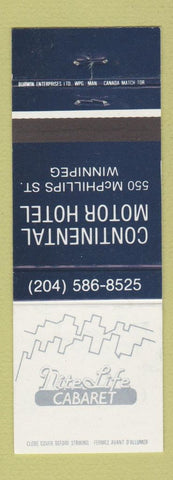Matchbook Cover - Continental Motor Hotel Winnipeg MB