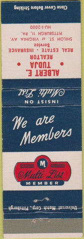 Matchbook Cover - Albert Tudja Realtor Insurance Pittsburgh PA