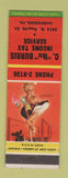Matchbook Cover - C Ike Burris Income Tax Service Harrisburg PA pinup Upswept