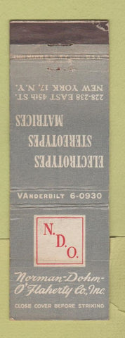 Matchbook Cover - Norman Dohn O'Flaherty Electrotypes New York City WEAR