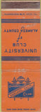 Matchbook Cover - University Club of Alameda County Oakland POOR