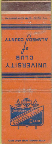 Matchbook Cover - University Club of Alameda County Oakland POOR