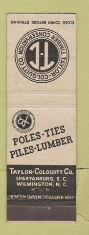 Matchbook Cover - Taylor Colquitt Timber Conservation Spartanburg SC