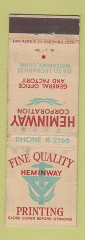 Matchbook Cover - Heminway Printing Waterbury CT WEAR