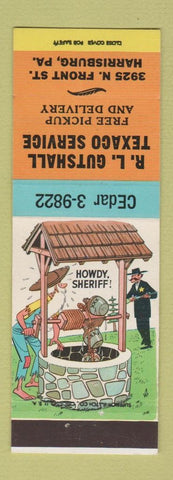 Matchbook Cover - RL Gutshall Texaco oil gas Hillbilly Howdy Sheriff