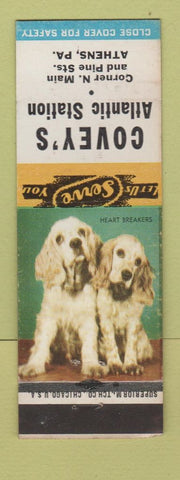 Matchbook Cover - Covey's Atlantic oil gas Athens PA Heart Breakers