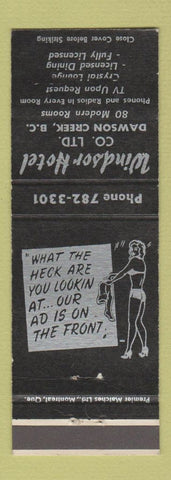 Matchbook Cover - Windsor Hotel Dawson Creek BC girlie