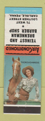 Matchbook Cover - Yeingst And Brenneman Barber Shop Carlisle PA Thoroughbreds