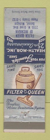 Matchbook Cover - Filter Queen Vacuum Cleaner Detroit MI