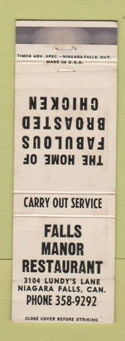 Matchbook Cover - Falls Manor Restaurant Niagara Falls ON WEAR