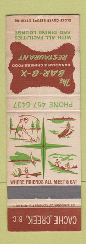 Matchbook Cover - Bar B X Chinese Food Cache Creek BC