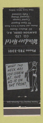 Matchbook Cover - Windsor Hotel Dawson Creek BC