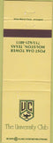 Matchbook Cover - University Club Houston TX