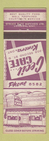 Matchbook Cover - Cecil Cafe Kenora ON