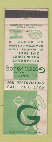 Matchbook Cover - Stewart's Green Valley Restaurant Ottawa ON WEAR