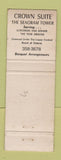 Matchbook Cover - Crown Suite Seagram Tower Niagara Falls ON WORN