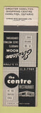 Matchbook Cover - Centre Restaurant Hamilton ON