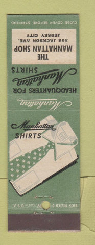 Matchbook Cover - Manhattan Men's Shirts Jersey City NJ