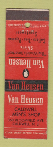 Matchbook Cover - Van Heusen Men's Clothes Caldwell NJ