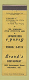 Matchbook Cover - Brand's Restaurant Victoria BC