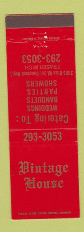 Matchbook Cover - Vintage House Fraser MI