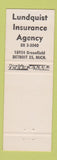 Matchbook Cover - Lundquist Insurance Agency Detroit MI