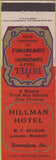 Matchbook Cover - Hillman Hotel Birmingham AL