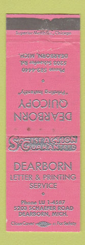 Matchbook Cover - Dearborn Letter Printing Service Dearborn MI PINK WEAR