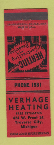 Matchbook Cover - Verhage Heating Traverse City MI WEAR