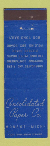 Matchbook Cover - Consolidated Paper Company Monroe MI